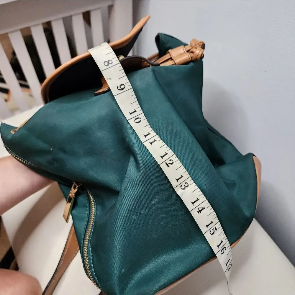 Tommy Hilfiger Julia Designer Green Nylon Small Drawstring Backpack Purse